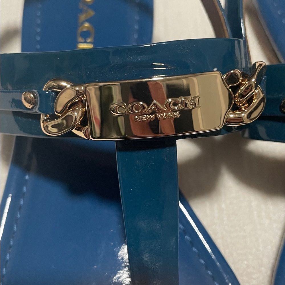Coach Caterine Blue Patent Flat Sandals - Picture 2 of 5